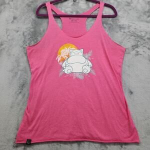 Pokemon Center Top Womens 2XL Sunset Pink Snorlax Fitted Racerback Tank Top